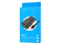 СЗУ VIXION L5m (1-USB/2.1A) + micro USB кабель 1м (черный)