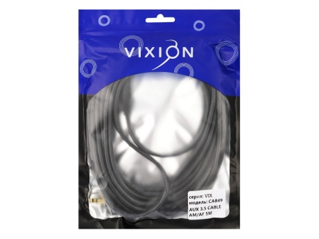 Удлинитель VIXION CAB49 AUX 3,5 (M) - AUX 3,5 (F) 5m (черный)