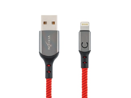 Кабель USB VIXION (K9 Ceramic) для iPhone Lightning 8 pin (1м) (красный)