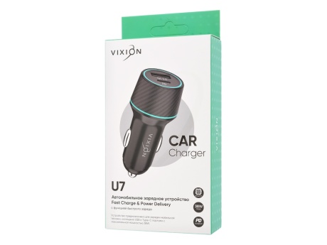 АЗУ VIXION U7 Fast Charger (1-USB 3A/1-PD Type-C) 38W (черный)