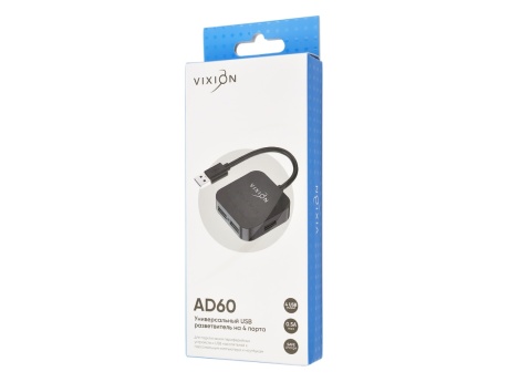 HUB USB Vixion AD60 4 порта (черный)