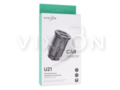 АЗУ VIXION U21 (2-USB/2.4A) короткий блок (черный)