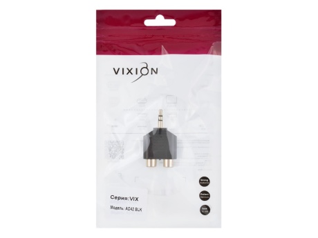 Переходник VIXION AD42 2RCA (F) - 3.5 JACK (M) (черный)