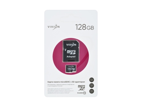Карта памяти MicroSD 128GB VIXION Class 10 с SD адаптером