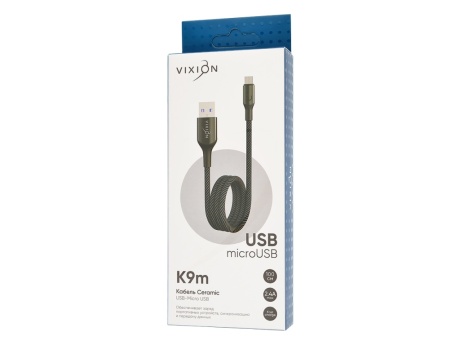 Кабель USB VIXION (K9m Ceramic) microUSB (1м) (черно/белый)