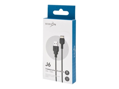 Кабель USB VIXION (J6) Samsung D880 (1м) (черный)