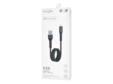 Кабель USB VIXION Special Edition (K32i) для iPhone MFI Lightning 8 pin (1м) (черный)