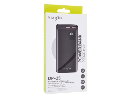 Портативное зарядное устройство (Power Bank) VIXION DP-25 20000mAh QC 3.0 + PD (черный)