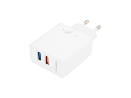 СЗУ VIXION H2i (1-USB QC 3.0/2-USB 2.4A) + Lightning кабель 1м (белый)