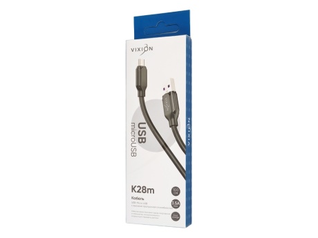 Кабель USB VIXION (K28m) 3,5A microUSB (1м) (черный)