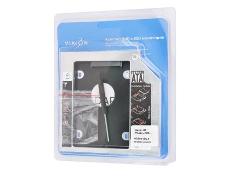 Адаптер VIXION (AD61) для HDD/SSD дисков 2.5" в отсек привода 9,5мм (серебро)