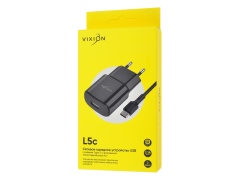 СЗУ VIXION L5c (1-USB/2.1A) + Type-C кабель 1м (черный)