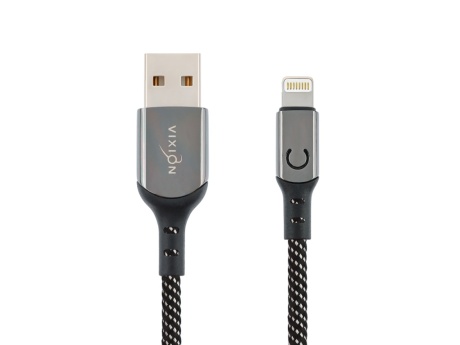 Кабель USB VIXION (K9i Ceramic) для iPhone Lightning 8 pin (1м) (черно/белый)