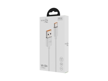 Кабель USB VIXION PRO SE (VX-32c) Power Delivery Type-C 120W (2м) (белый)