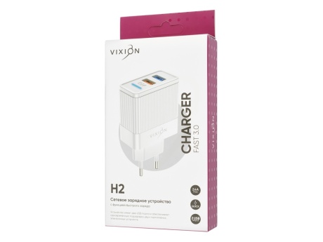 СЗУ VIXION H2 (1-USB QC 3.0/2-USB 2.4A) (белый)