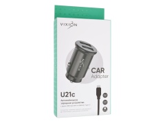 АЗУ VIXION U21c (2-USB/2.4A) + Type-C кабель кабель 1м короткий блок (черный)