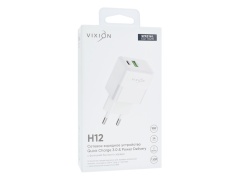 СЗУ VIXION Special Edition H12 (1-USB 3A/1-Type-C Power Delivery) 18W (белый)