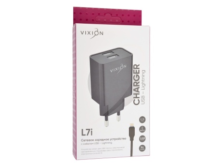 СЗУ VIXION L7i (2-USB/2.1A) + Lightning кабель 1м (черный)
