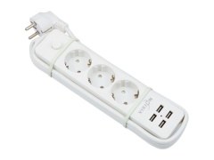 Сетевой фильтр VIXION BKL-08 10A 2200Bт 3 розетки + 4 USB 1,8м (белый)