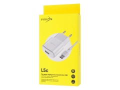 СЗУ VIXION L5c (1-USB/2.1A) + Type-C кабель 1м (белый)