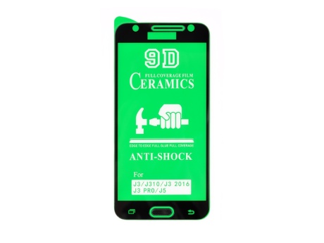 Защитное стекло керамическое для Samsung J320F/J330F Galaxy J3 (2016)/J3 (2017) (черный) (VIXION) (0