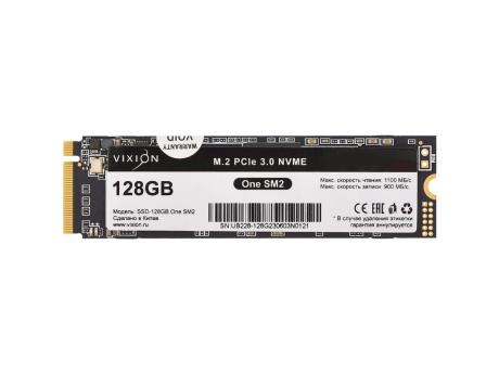 SSD M.2 NVMe накопитель Vixion 128Gb One SM2, PCI-E 3.x x4, SMI2263XT, R:1100MB/S, W:900MB/S