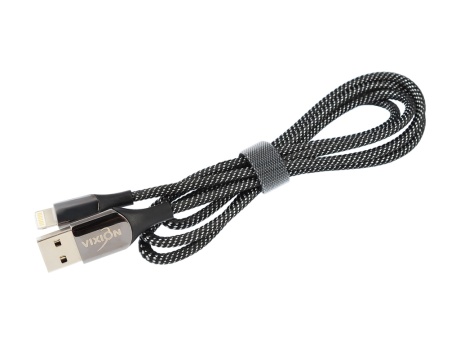 Кабель USB VIXION (K9i Ceramic) для iPhone Lightning 8 pin (1м) (черно/белый)