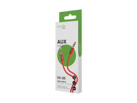 Кабель AUX VIXION PRO (VX-20) 2 x Jack 3,5 (M) (1м) (красный)