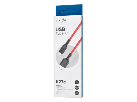 Кабель USB VIXION (K27c) Type-C (1м) (красный)