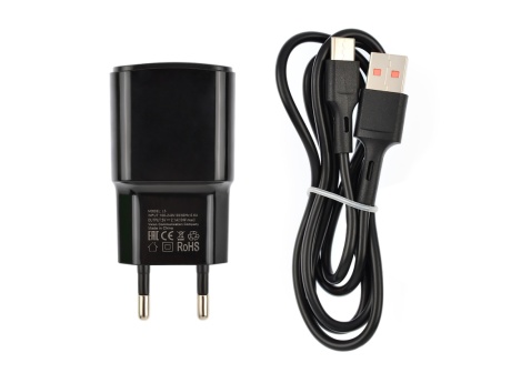 СЗУ VIXION L5c (1-USB/2.1A) + Type-C кабель 1м (черный)