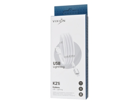 Кабель USB VIXION (K21i) самосворачиваемый для iPhone Lightning 8 pin (1м) (белый)
