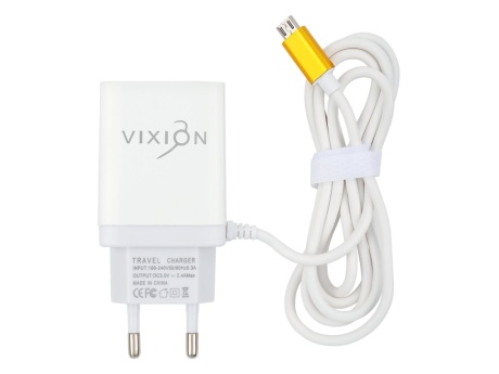 СЗУ VIXION L8 micro USB (2-USB/2.4A) 1.2м (белый)
