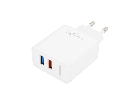 СЗУ VIXION H2m (1-USB QC 3.0/2-USB 2.4A) + micro USB кабель 1м (белый)