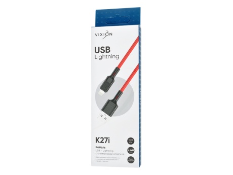 Кабель USB VIXION (K27i) для iPhone Lightning 8 pin (1м) (красный)