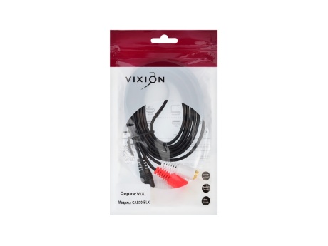 Кабель VIXION CAB30 2RCA (M) - AUX 3,5 (M) 1.5m (черный)