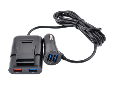 АЗУ VIXION U23 с удлинителем Fast Charger 3.0 (2-USB/2.4A;2-USB/3.1A) (черный)