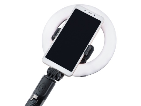 Кольцевая светодиодная селфи-лампа Vixion X5 с держателем для смартфона (черный)