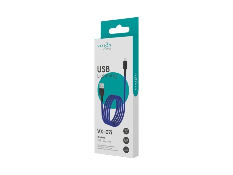 Кабель USB VIXION PRO (VX-07i) для iPhone Lightning 8 pin (1м) (синий)