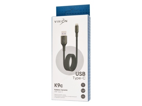 Кабель USB VIXION (K9c Ceramic) Type-C (1м) (черно/белый)