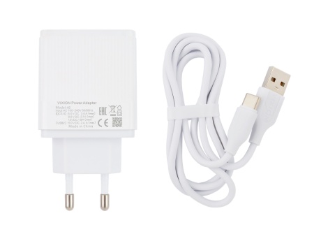 СЗУ VIXION H2c (1-USB QC 3.0/2-USB 2.4A) + Type-C кабель 1м (белый)