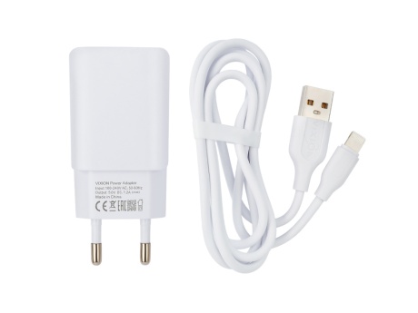 СЗУ VIXION L2i (2-USB/1.2A) + Lightning кабель 1м (белый)