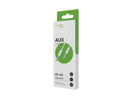 Кабель AUX VIXION PRO (VX-43) 2 x Jack 3,5 (M) (1м) (белый)