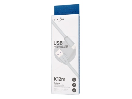 Кабель USB VIXION (K12m) microUSB (1м) силиконовый (серый)