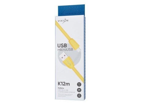 Кабель USB VIXION (K12m) microUSB (1м) силиконовый (желтый)