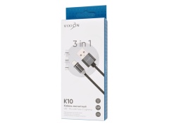 Кабель USB VIXION (K10) Lightning/micro/type-c (1м) магнитный (черный)