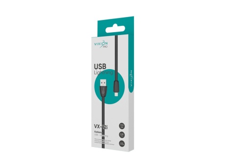 Кабель USB VIXION PRO (VX-12i) для iPhone Lightning 8 pin силиконовый (1м) (черный)
