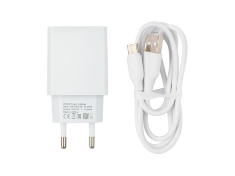 СЗУ VIXION L7c (2-USB/2.1A) + Type-C кабель 1м (белый)