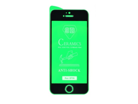 Защитное стекло керамическое для iPhone 5/5S/5C (черный) (VIXION)