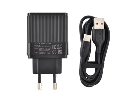 СЗУ VIXION H2c (1-USB QC 3.0/2-USB 2.4A) + Type-C кабель 1м (черный)