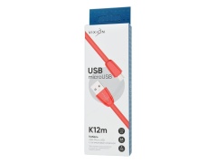 Кабель USB VIXION (K12m) microUSB (1м) силиконовый (красный)